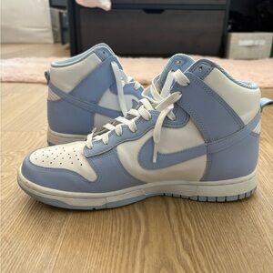 Nike Dunks: High-Top Sneakers in Light Blue and White